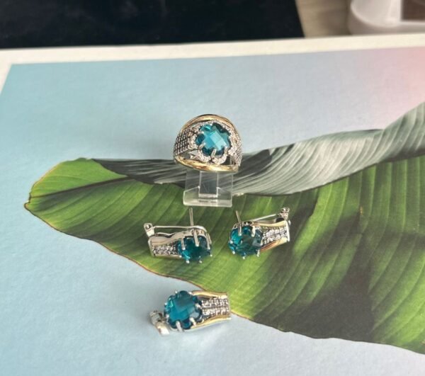 2145 azul Set de Joyeria PlataOro