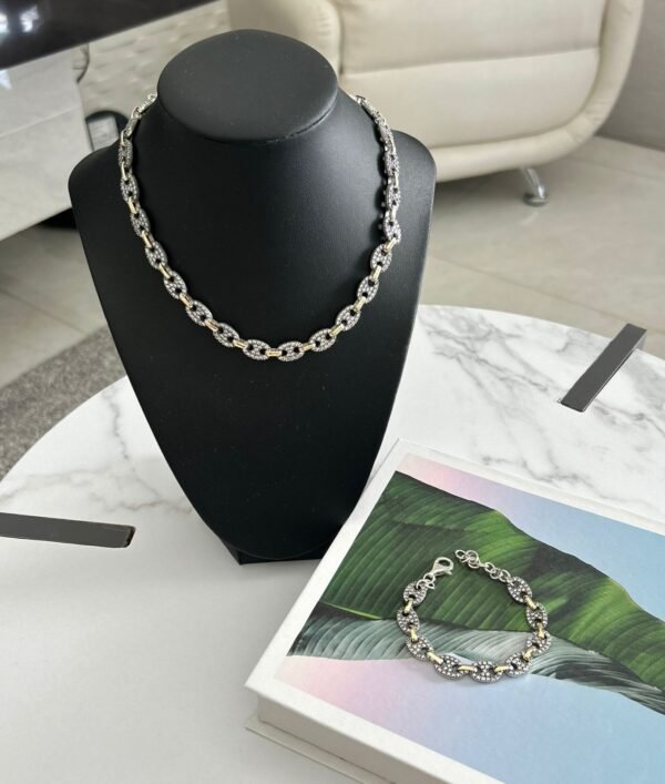 2217 Set Joyería Cadena + Pulsera PlataOro